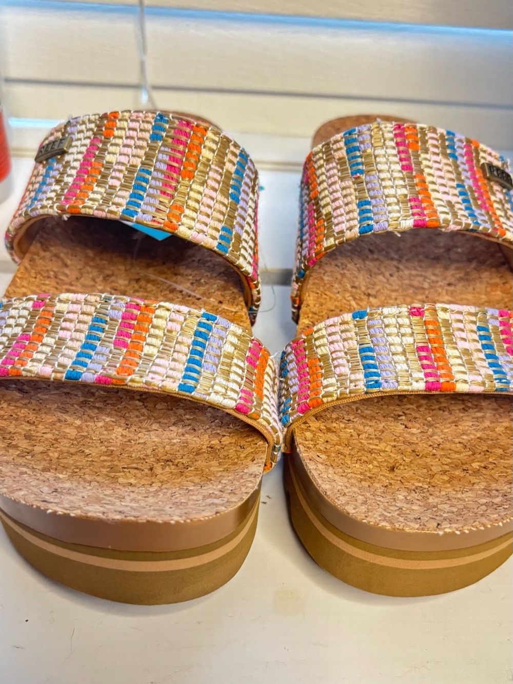 Reef Women's Tan Woven Double-Strap Sandals with Multicolor Accents - Picture 7 of 14